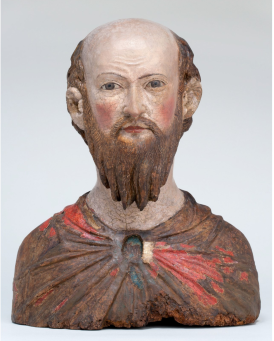 RELIQUIENBÜSTE DES HL. PAULUS, um 1220 Nussbaumholz, gefasst Domschatz Münster, Inv.-Nr. DK.2024.42 (Dauerleihgabe im LWL-Museum für Kunst und Kultur, Münster), Foto: Hanna Neander