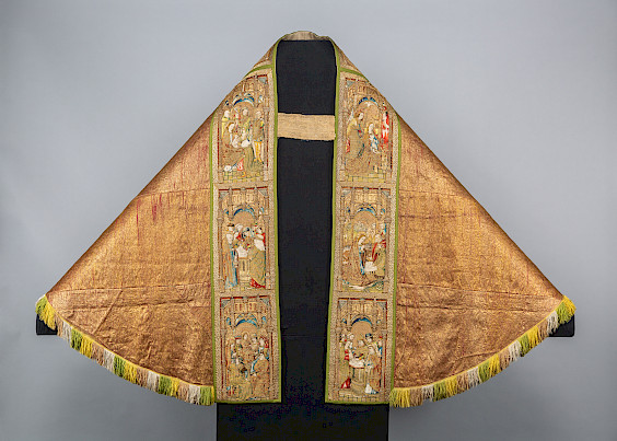Pluviale des Fürstbischofs Erich I. von Sachen-Lauenburg, Gewandstoff Anfang 16. Jahrhundert, Besätze nach 1510, Inv. Nr. U.90, ©St.-Paulus-Dom 2026, Domverwaltung, Foto: Dr. Michael Reuter