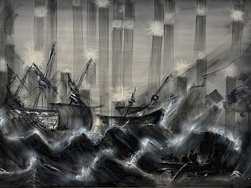O. T. (ANDRIES VAN EERVELT), Volker Hermes, 2024, Acryl, Edding und div. Graffitimarker auf Nessel, im Besitz des Künstlers