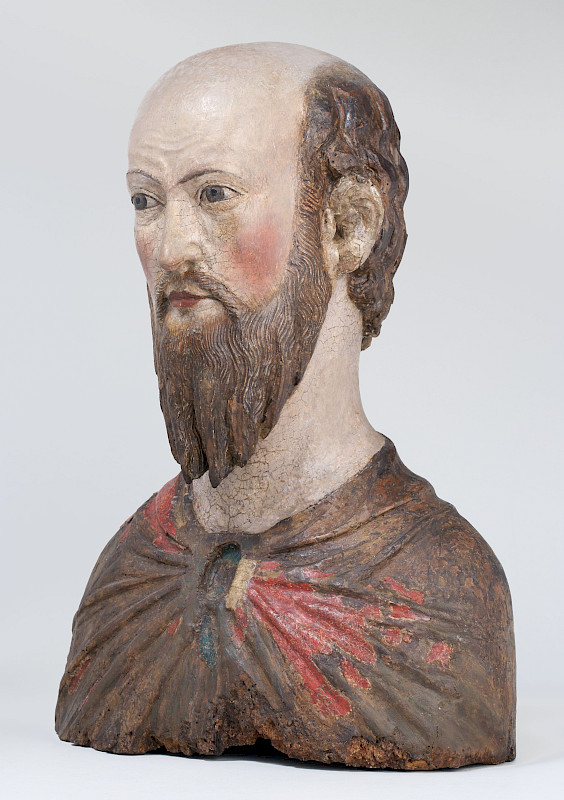 RELIQUIENBÜSTE DES HL. PAULUS, um 1220 Nussbaumholz, gefasst Domschatz Münster, Inv.-Nr. DK.2024.42 (Dauerleihgabe im LWL-Museum für Kunst und Kultur, Münster), Foto: Hanna Neander