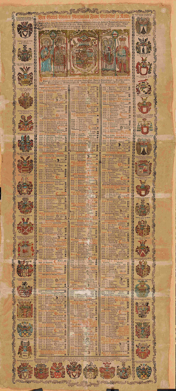 Domkapitel-Kalender für das Jahr 1797  Münster, Dommuseum PAULUS, Inv. Nr. Gr.227 , Foto: Stefan Jahn, Bistumsarchiv